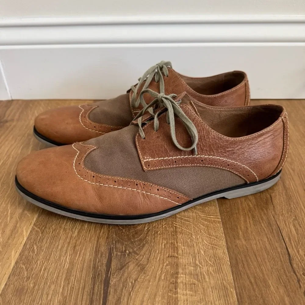 Joe's Jeans Brown Leather Lace Up Oxford Shoes with Brogue Detailing | Size 10.5